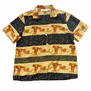 80s Large Animal print Nu look button up shirt